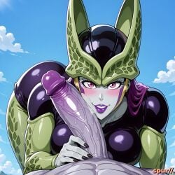 ai_generated big_ass big_breasts big_penis bio-android_(dragon_ball) black_nails blowjob breasts cell_(dragon_ball) dragon_ball dragon_ball_z eyelashes fellatio female female_cell genderswap_(mtf) grey_skin lipstick nail_polish nails penis perfect_cell perfect_fem-cell pink_eyes purple_hair purple_lips rule_63 spur//. uncensored