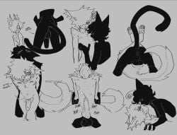 3_toes 4_fingers aak_(arknights) anal anal_sex anthro anthro_on_anthro anthro_penetrated anthro_penetrating anthro_penetrating_anthro anus arknights artist_name ass balls balls_touching black_body black_fur blush bodily_fluids breath canon_x_oc closed_eyes contact_onomatopoeia dialogue digital_drawing_(artwork) digital_media_(artwork) domestic_cat duo english_text erection feet felid feline felis fingers fluffy fluffy_tail from_behind_position front_view fur genital_fluids genitals greyscale hair hand_on_chest hands_on_own_hips heart_in_pupils hi_res humanoid_genitalia humanoid_penis hypergryph impact_onomatopoeia interlocked_fingers kissing kissing_on_lips leaking_precum leg_wrap licking low-angle_view male male/male male_anthro male_penetrated male_penetrating male_penetrating_anthro male_penetrating_male mammal monochrome monotone_background multiple_positions narrowed_eyes nerunaur nipple_fetish nipple_lick nipple_play nipples noir_(noirzvault) nonbinary_(lore) nude_anthro nude_male onomatopoeia pawpads penetration penile penile_penetration penis penis_in_ass plap precum precum_string rear_view saliva sex side_view simple_background skinny_anthro skinny_male sound_effects standing standing_doggystyle standing_sex studio_montagne tail text thrusting toes tongue tongue_out wide_eyed worm's-eye_view