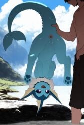 2_frame_animation absurd_res ai_generated animal_genitalia animated animated_png anus black_clothing blue_body blue_pawpads blue_tail clothing cloud duo eeveelution erection faceless_character faceless_male feral fin generation_1_pokemon genital_slit genitals hi_res human male mammal mountains multicolored_body nintendo open_mouth pawpads paws penis pokemon pokemon_(species) purple_sclera red_penis rock seaside shaded slit smile sysns tail tail_grab tan_body tan_skin tapering_penis two_tone_body two_tone_tail vaporeon water wet white_body white_eyes yellow_body
