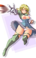 1girls boots female gaball green_boots high_heel_boots hourglass_figure m.i.y nipples no_bra thick_thighs thigh_boots zoids zoids_genesis