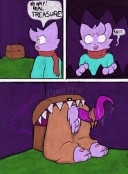 all_the_way_through anthro blankitty bodily_fluids bottomwear clothing fang_(blankitty) felid feline hi_res male mammal mimic penetration solo tentacle torn_bottomwear torn_clothing