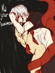 1boy 1boy1girl 1girls anonymous_female blood_on_face deadlyurges female kagune kaneki_ken ken_kaneki male pinned_down raped straight tentacle tentacle_sex tokyo_ghoul