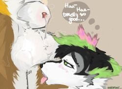absurd_res anthro ball_lick ball_size_difference ball_sniffing ball_tuft balls bedroom_eyes begging big_balls black_hair blush bodily_fluids breath canid canine cheek_tuft craving deer dialogue dialogue_box duo duo_focus ears_down facial_tuft fluffy fluffy_ears fluffy_hair fox genital_fluids genitals green_eyes green_hair group hair hi_res licking looking_at_another male mammal motion_lines musk musk_clouds musky_balls narrowed_eyes neck_tuft oral panting parsec pink_hair pink_tongue pivoted_ears pleading_eyes precum saggy_balls seductive sex shibatoast sniffing speech_bubble submissive sweat sweaty_balls sweaty_genitalia sweaty_legs sweaty_thighs text text_box tongue true_fox tuft