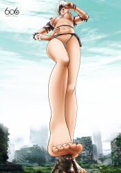 1girls 6o6chittzy big_breasts blindfold breasts censored feet female giantess light-skinned_female light_skin macro nier nier:_automata short_hair stepped_on torn_clothes white_hair yorha_2b
