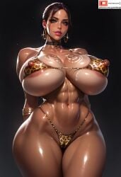 1girls abs ai_generated alternate_version_at_source alternate_version_available big_breasts bikini bikini_bottom bikini_top breasts ebony ecchi erect_nipples grandmogi large_breasts looking_at_viewer nipples nipples_visible_through_clothing resident_evil_5 sheva_alomar sheva_alomar_(tribal) shiny_skin short_hair solo tattoos tribal tribal_markings tribal_tattoos watermark