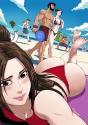2girls absurd_res art_of_fighting beach big_ass big_breasts bikini blanka bleeding_nose blue_sky breasts bubble_butt cane cap capcom chun-li couple crowd daytime embarrassed embarrassed_expression fatal_fury fit fit_female hair_ornament headband hi_res human humanoid jealous jealous_female jogging jp_(street_fighter) light-skinned_female light-skinned_male light_skin luke_sullivan mai_shiranui male/female multiple_boys muscular muscular_male mutant nature nature_background naughty_face old_man older_male pervert ryu_(street_fighter) sea seaside seductive seductive_look selfie shore shorts shukeiart snk street_fighter sweat teasing terry_bogard