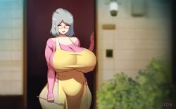 1futa apron ass belly belly_bulge big_ass big_belly big_breasts big_hips big_thighs blurry_background breasts bulge chubby chubby_female chubby_futanari cleavage clothed clothing curvaceous curvy curvy_body curvy_female curvy_figure curvy_futa curvy_hips curvy_milf dickgirl doxy female female_only fully_clothed futa_milf futanari glasses gray_hair hips homestay_queen_(doxy) huge_ass huge_breasts huge_hips huge_thighs human intersex large_ass large_belly large_breasts large_hips large_thighs light_skin long_sleeves mature mature_female mature_futa mature_intersex milf otome_(doxy) pants penis_under_clothes red_lipstick shirt short_hair solo solo_female solo_futa spoon standing thick_ass thick_hips thick_thighs thighs trousers venus_body voluptuous wide_hips wide_thighs