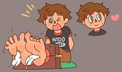 animal_crossing animal_crossing_boy barefoot compysteps feet foot_fetish igzonen tickle_torture tickling villager_(animal_crossing)