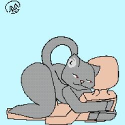 animated anthro anthro_penetrated ass big_butt cowgirl_position cuddling digital_media_(artwork) domestic_cat duo felid feline felis female frame_by_frame from_front_position fur grey_body grey_fur human human_on_anthro human_penetrating human_penetrating_anthro interspecies low_res male male/female mammal mariterh on_bottom on_top penetration pixel_(artwork) pixel_animation red_eyes sex tail tail_motion tailwag thumbnail vaginal_penetration vaginal_penetration watermark wide_hips