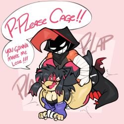 absurd_res all_fours ambiguous_penetration blush bodily_fluids bottomless bottomless_female cage_(royalchomper) cape clothed clothing cum cum_inside doggy_style duo female from_behind_position fusion game_over gameplay_mechanics gaming generation_3_pokemon generation_5_pokemon generation_6_pokemon generation_9_pokemon genital_fluids hair hi_res hood hood_up hybrid_pokemon inflation inflation male male/female mawile mega_evolution mega_mawile nintendo partially_clothed_female penetration playing_video_game pokemon pokemon_(species) pokemon_fusion pulling_hair rowan_(chikidoodlez) scrafty sex sweater tinkaton topwear touching_hair virito