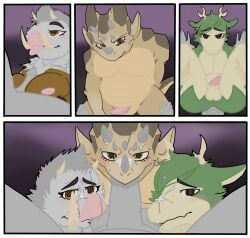 absurd_res anthro ball_suck big_breasts blush bodily_fluids breast_play breasts brown_body brown_eyes brown_scales bullfango capcom collaborative collaborative_fellatio collaborative_sex comic_panel cowgirl_position crimsontyd cum cum_on_body cum_on_face deer dominant dominant_female faceless_character faceless_male fellatio female from_front_position fur genital_fluids genitals green_body green_fur grey_body grey_fur grey_penis grey_skin group herbivore_(mh) hi_res holding_both_legs horn human kelbi long_ears looking_at_viewer looking_up_at_partner male male/female male/male male_penetrated male_penetrating male_penetrating_male mammal monster_hunter multicolored_body multiple_positions musclegut muscular on_bottom on_top oral orange_eyes penetration penile penis pink_penis power_bottom primatius rhenoplos scales service_top sex short_stack simple_background slightly_chubby small_penis submissive submissive_male sucking suid suine sus_(pig) tan_body tan_fur titjob tongue tongue_out tusks wild_boar yellow_eyes