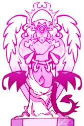 alternate_version_available angel angel_wings bonespicule cookie cookie_run cookie_run_kingdom crown demon demon_tail demon_wings eternal_sugar_cookie female female_focus female_only halo humanoid long_hair multiple_images pink_body pink_eyes pink_hair self_upload solo solo_female solo_focus statue transparent_background