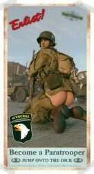 army exhibitionism gay gay_male gay_sex medal_of_honor_airborne military outdoors recruitment_poster soldier tommys_eagle_hq uniform ww2