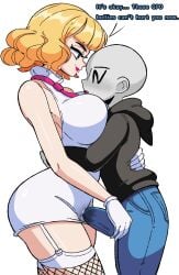 1boy 1girls anon ass breast_press breasts bulge english_text erection_under_clothes face_in_breasts from_behind hoodie hug huge_breasts hugging hugging_another imminent_sex jeans one_piece post-timeskip precum precum_drip precum_stain precum_through_clothing self_upload simple_background size_difference straight stussy_(one_piece) tagme text thick_thighs unepicroachy wholesome y/n