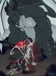 anthro anthro_on_anthro balls black_eyes black_horn black_pawpads black_penis black_tongue bodily_fluids canid canine canis cum cum_on_balls cum_on_belly cum_on_body cum_on_chest cum_on_face cum_on_penis cumshot dragon duo ejaculation excessive_cum excessive_genital_fluids genital_fluids genitals grey_body grey_scales hi_res horn licking licking_lips licking_own_lips lying male male/male mammal markings membrane_(anatomy) membranous_wings mythological_creature mythological_scalie mythology nude on_back open_mouth pawpads penis pupils rayliicious red_eyes red_markings red_penis red_pupils red_tongue scales scalie size_difference spread_legs spreading tongue tongue_out white_wings wings wolf