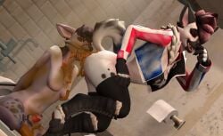 3d_(artwork) anthro arrell_(artist) ass_in_face bathroom brother_(lore) brother_and_sister_(lore) diarrhea digital_media_(artwork) duo eating_feces english_description feces feces_in_mouth feces_on_ground female hi_res holding_nose hyena living_toilet male male/female mammal open_mouth penny_(arrell) pooping_in_mouth pooping_on_another public_restroom questionable_consent raised_leg scat sibling_(lore) simon_(arrell) sister_(lore) stink_fumes
