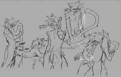 3_toes 4_fingers abdominal_scar anal anal_orgasm anal_sex anthro anthro_on_anthro anthro_penetrated anthro_penetrating anthro_penetrating_anthro artist_name ass athletic athletic_anthro athletic_male balls blush bodily_fluids bottomwear cheek_tuft clothed clothed_anthro clothed_male clothing contact_onomatopoeia cum cum_in_ass cum_inside digital_drawing_(artwork) digital_media_(artwork) dipstick_tail domestic_cat duo ear_piercing ejaculation english_text facial_tuft feet felid feline felis fingers foreskin from_behind_position full_nelson full_nelson_(legs_held) fur genital_fluids genitals grey_background greyscale hand_on_butt hands-free head_tuft heart_symbol hi_res hot_dogging humanoid_genitalia humanoid_penis impact_onomatopoeia male male/male male_anthro male_penetrated male_penetrating male_penetrating_anthro male_penetrating_male mammal markings moan monochrome monotone_background narrowed_eyes nerunaur nipples nude_anthro nude_male onomatopoeia open_mouth orgasm orgasm_face pants pawpads penetration penile penile_penetration penis penis_in_ass piercing plap platform_standing_doggystyle precum precum_string scar sex short_snout simple_background smile snout sound_effects standing_doggystyle striped_arms striped_back striped_body striped_fur striped_markings striped_tail stripes sweatpants tail tail_markings tail_pull teet teeth text toes tongue topless topless_anthro topless_male tuft