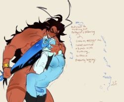 2boys anal anal_sex belly_bulge burning_spice_cookie cookie_run cookie_run_kingdom dialogue drool drooling gay hair_pull hair_pulled hair_pulling shadow_milk_cookie stomach_bulge teasing yaoi