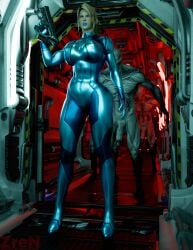 1girls 3d female full_body metroid monster monster_cock penis samus_aran solo zren