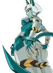 1girls anus ass belt cat_ears cat_tail catgirl dyxov grey_skin robo-fortune robot robot_girl robot_humanoid short_hair skullgirls solo solo_female spreading_anus vagina white_hair yellow_eyes