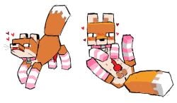 <3 blush blush_lines blushing canine_penis collar femboy feminine_male fox fox_(minecraft) heart knot knotted_penis legwear male_only minecraft multiple_views not_furry penis presenting socks striped_legwear white_background worm_(artist)