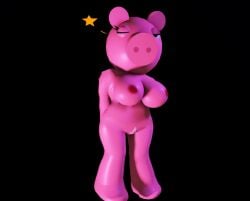 1girls 3d big_breasts black_background breasts breasts_out female female_only nikkipickle penny_(piggy) pig piggy_(game) pink_skin posing posing_for_the_viewer roblox roblox_game star tagme winking_at_viewer