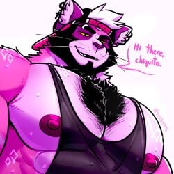 bara big_pecs el_micho_(michopanq) feline feline_humanoid gay hairy_chest michopanq muscular muscular_male