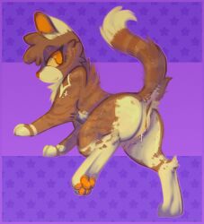 absurd_res ass bedroom_eyes bodily_fluids brown_body brown_fur countershading cum cum_drip digital_media_(artwork) domestic_cat dripping felid feline felis female feral fur genital_fluids genitals h3llvixn hi_res humanoid_genitalia humanoid_pussy leafstar_(warriors) looking_at_viewer looking_back mammal markings multicolored_body multicolored_fur narrowed_eyes orange_eyes pattern_background presenting presenting_hindquarters presenting_pussy purple_background pussy quadruped raised_leg raised_tail seductive shaded simple_background smile smiling_at_viewer solo solo_focus star_(marking) tail tortoiseshell_cat vaginal_fluids warriors_(book_series)