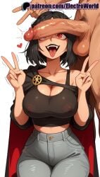 1boy 1girls 2025 ai_generated artist_name black_hair breasts breasts breasts bust chest cleavage clothed_female_nude_male cock covered_nipples dark-skinned_male dark_skin denim dick double_v double_w electroworld erection fat female hi_res high_quality high_resolution highres interracial large_penis male_pubic_hair pants patreon patreon_username penis penis_awe penis_on_face precum pubic_hair red_eyes serana short_hair solo_focus stable_diffusion straight testicles the_elder_scrolls the_elder_scrolls_v:_skyrim thick_thighs tongue tongue_out trembling twitching_penis uncensored v v_over_eye veins w watermark