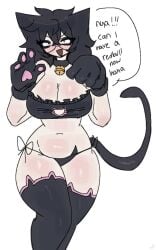 1girls 2d big_breasts black_hair breasts cat_tail english_text female female_only looking_at_viewer renata11033 thick_thighs thighs