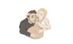 2boys 3_arms artist_request bisexual bisexual_fellatio blonde_female blonde_hair closed_eyes endnight_games female kelvin_(sons_of_the_forest) male mutant requested sons_of_the_forest threesome unknown_artist video_game video_game_character virginia_puffton