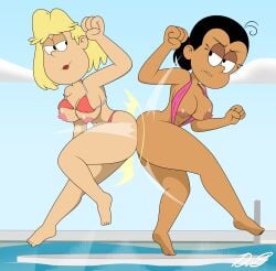 2girls big_ass big_breasts bikini black_hair blonde_hair breasts dark-skinned_female dark_skin delta0shadow delta_shadow female female_focus female_only latina light-skinned_female light_skin maria_santiago mature mature_female milf mother nickelodeon paramount_pictures rita_loud the_casagrandes the_loud_house