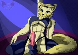 animal_genitalia animal_penis anthro ass balls big_breasts bodily_fluids bottomwear breasts canid canine canine_genitalia canis clothed clothing crescent_(little_scarlet_rose) cum digital_drawing_(artwork) digital_media_(artwork) erection female fox fur genital_fluids genitals hair herm intersex intersex/female little_scarlet_rose looking_at_viewer male mammal penis presenting smile solo tail thick_thighs topwear under_boob
