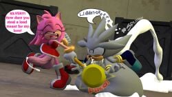 !_eyes 3d 3d_(artwork) amy_rose balls betabee cum_inflated_belly cum_out_ass cum_out_nose cumflation excessive_cum exclamation_point furry futa_on_male hammer huge_balls huge_cock inflation sega silver_the_hedgehog sonic_(series) vomiting_cum