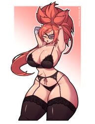 1girls baiken big_ass big_breasts big_girl bra breasts eyepatch garter_straps guilty_gear guilty_gear_strive kerosin lingerie panties red_hair redhead_female tagme thick thick_ass thick_legs thick_thighs underwear voluptuous