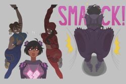 2knsfw1 3girls ass ass_slap big_ass big_butt bubble_ass bubble_butt chun-li dark-skinned_female dark_skin fortnite fortnite:_battle_royale huge_ass large_ass large_butt raven_team_leader ruby_(fortnite) slapping_ass slapping_butt