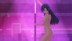 3d blue_hair eiyuu_densetsu kai_no_kiseki medium_breasts nightclub nina_fenly pole_dancing sound strip_club stripper_pole tagme video