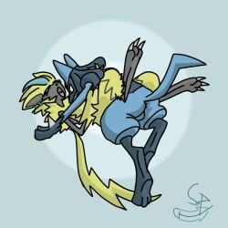 anal_sex anime balls female lucario male pokemon pokemon_(species) sex vaginal_sex zeraora