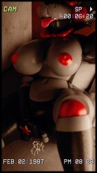 2025 3d_(artwork) absurd_res animatronic anthro bear bed big_breasts black_body black_border bodily_fluids border bow_tie breasts closed_eyes digital_media_(artwork) female finger_fuck fingering fingering_self five_nights_at_freddy's freddy_fazbear's_pizzeria_simulator furniture genital_fluids hi_res inside lefty_(fnaf) lying lying_on_bed machine mammal masturbation mrs_dexie navel nipples nude nude_anthro nude_female on_back on_bed recording red_bow_tie red_nipples robot robot_anthro scottgames sharp_teeth solo spread_legs spreading teeth thick_thighs tongue tongue_out vaginal_fluids vaginal_penetration wide_hips