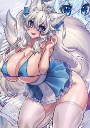 1girls big_ass big_breasts blue_eyes breasts female female_focus female_only heart-shaped_pupils indie_virtual_youtuber kemonomimi licking_lips light-skinned_female light_skin long_hair looking_at_viewer lumi_(merryweather) merryweather nipple_bulge osiimi silver_hair solo thick_thighs thighhighs twintails virtual_youtuber white_hair wide_hips wolf wolf_ears wolf_girl wolf_tail youtube youtuber