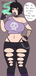 bimbo bimbofication brainwashing corruption female fully_clothed large_breasts lipstick navel personality_change smoking white_hair xxxx52