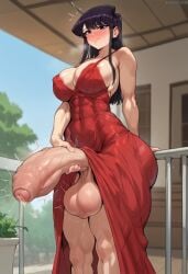 ai_generated big_body big_breast big_penis futanari komi-san_wa_komyushou_desu masturbation nicolfutamech standing uncensored