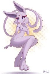 anthro anthrofied arm_band blue_sclera breasts eeveelution espeon eyelashes female forked_tail hair looking_at_viewer nude pokémon_(species) pokemon pokemon_(species) purple_body rilex_lenov solo tamaki_(rilex_lenov) white_eyes