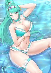 1girls 2022 big_breasts bikini breasts female female_only green_bikini green_eyes green_hair hi_res hips huge_breasts kaos_art long_hair nintendo pneuma_(xenoblade) slim_waist smile thick_thighs thighs wide_hips xenoblade_(series)