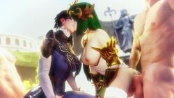 2boys 2girls 3d amateurthrowaway ambiguous_penetration angel animated areola bayonetta bayonetta_(character) bayonetta_2 bisexual bisexual_female exposed_breasts female foursome green_hair group kid_icarus kid_icarus_uprising kissing kissing_while_penetrated large_breasts light-skinned_male light_skin male mp4 muscular_male nintendo nipples pale-skinned_female pale_skin palutena sex sex_from_behind short_hair shorter_than_30_seconds sound super_smash_bros. vaginal_penetration video