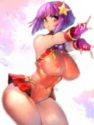 1girls ass athena_asamiya female female_only fumio_(rsqkr) hair_ornament hi_res king_of_fighters purple_eyes purple_hair short_hair solo thick_thighs thighs wide_hips