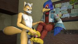 3d animal_humanoid anonymous_artist anthro avian avian_humanoid canid canine duo falco_lombardi feet foot_fetish foot_focus foot_grab foot_play footjob fox fox_mccloud gay hi_res humanoid male male/male mammal nintendo sex star_fox talonjob talons video_games