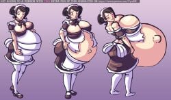 1girls becky_(persona) belly belly_expansion big_belly big_breasts breasts female female_only fetal_movement huge_belly huge_breasts hyper_pregnancy maid maid_headdress maid_uniform massive_belly persona persona_5 pregnant pyradk sadayo_kawakami sequence solo