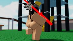 1girls 3d belly_button black_face black_hair bottomless bra breasts cleavage combat_warriors crossroads_(roblox) female female_only gabbers hand_on_hip holding_object holding_weapon long_hair melee_weapon mostly_nude nipple_bulge nipples no_panties outside pale_skin roblox roblox_avatar roblox_game robloxian self_upload solo solo_female standing sword thighs valkyrie_helm weapon