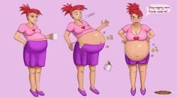 1girls belly belly_expansion big_belly big_breasts breast_growth breasts cleavage female female_focus female_only foster's_home_for_imaginary_friends frankie_foster hexalto large_belly pregnant pregnant_female red_hair sequence